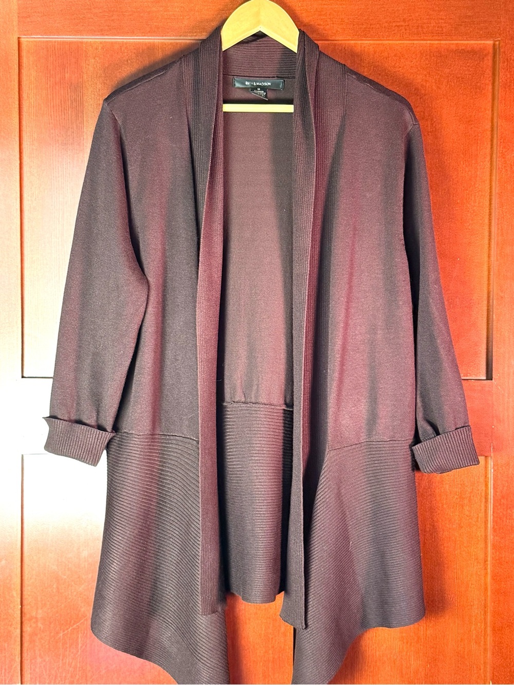 89th & Madison Chocolate Brown Draped Cardigan 1X